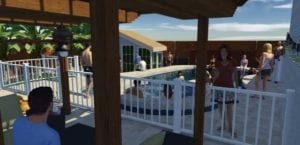 3D design of a backyard with a pool
