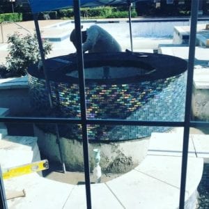 water fountain with tiles