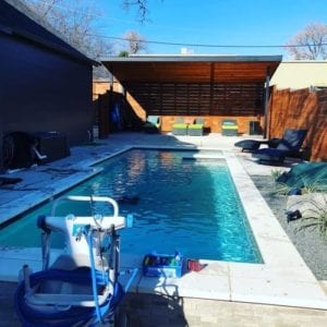 a pool and pool cleaning supplies